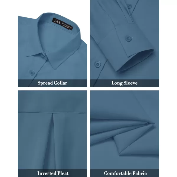 J.VER Womens Button Down Shirt Long Sleeve Solid Dress Shirts Chiffon Work Office Blouse Fashion Basic Business Formal Tops