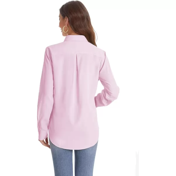 J.VER Womens Button Down Shirt Long Sleeve Solid Dress Shirts Chiffon Work Office Blouse Fashion Basic Business Formal Tops