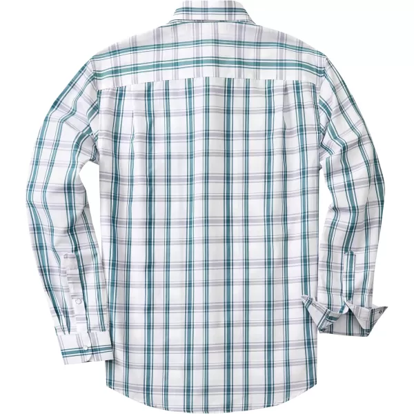 Men's Plaid Pearl Snap Button Shirts Casual Long Sleeve Gingham Shirt Western Cowboy Checked Shirts with Two Pockets for Work