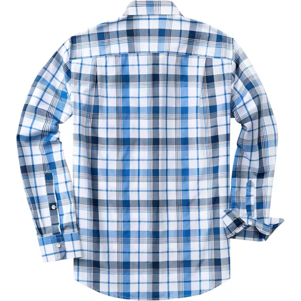 Men's Plaid Pearl Snap Button Shirts Casual Long Sleeve Gingham Shirt Western Cowboy Checked Shirts with Two Pockets for Work