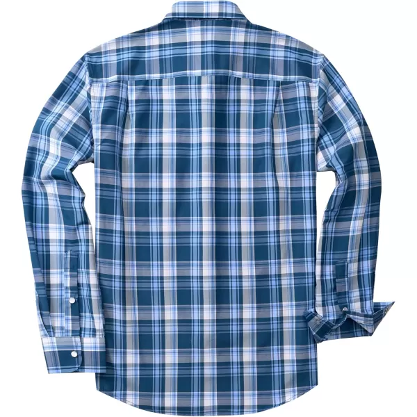 Men's Plaid Pearl Snap Button Shirts Casual Long Sleeve Gingham Shirt Western Cowboy Checked Shirts with Two Pockets for Work