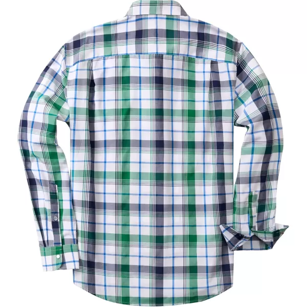 Men's Plaid Pearl Snap Button Shirts Casual Long Sleeve Gingham Shirt Western Cowboy Checked Shirts with Two Pockets for Work