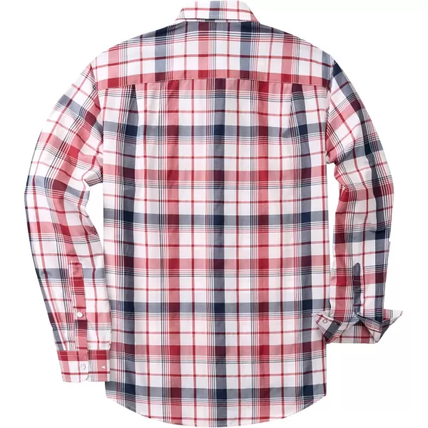 Men's Plaid Pearl Snap Button Shirts Casual Long Sleeve Gingham Shirt Western Cowboy Checked Shirts with Two Pockets for Work