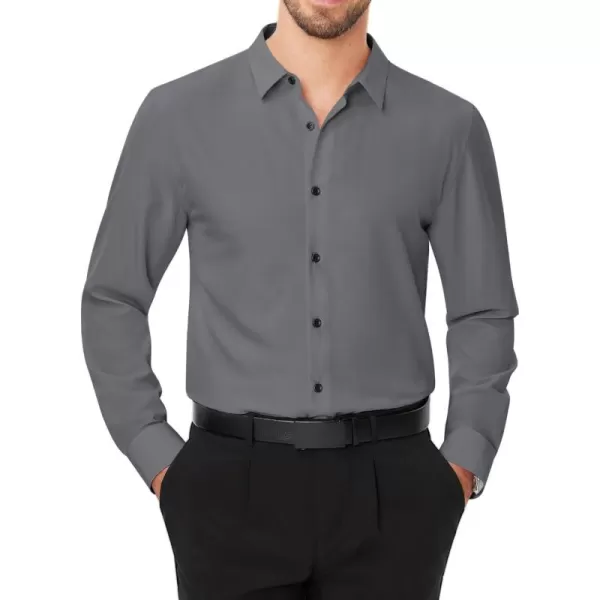 J.VER Men's Dress Shirts Solid Stretch Long Sleeve Formal Tuxedo Shirt Business Casual Button Down Shirts for Wedding Prom
