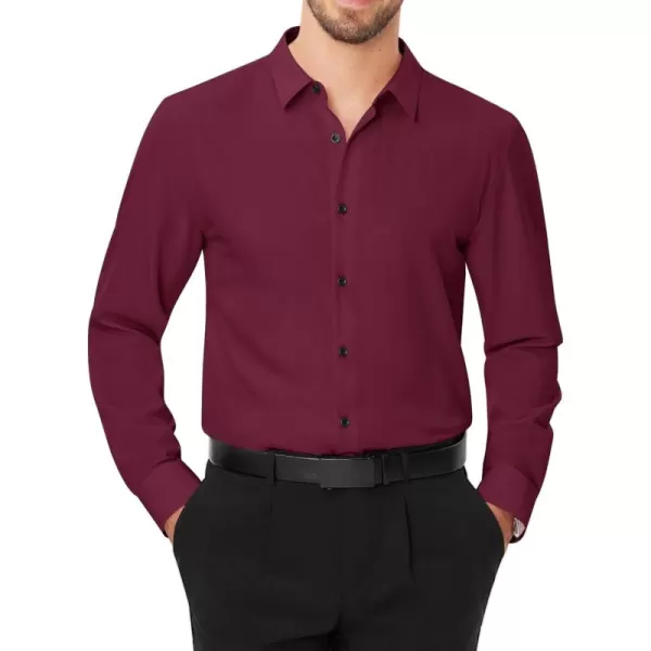 J.VER Men's Dress Shirts Solid Stretch Long Sleeve Formal Tuxedo Shirt Business Casual Button Down Shirts for Wedding Prom