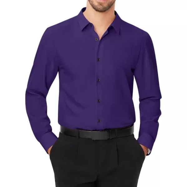 J.VER Men's Dress Shirts Solid Stretch Long Sleeve Formal Tuxedo Shirt Business Casual Button Down Shirts for Wedding Prom