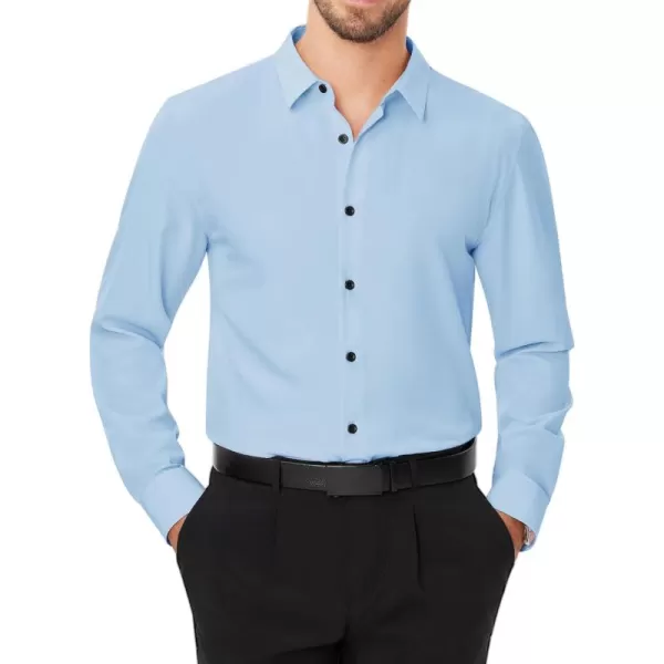 J.VER Men's Dress Shirts Solid Stretch Long Sleeve Formal Tuxedo Shirt Business Casual Button Down Shirts for Wedding Prom