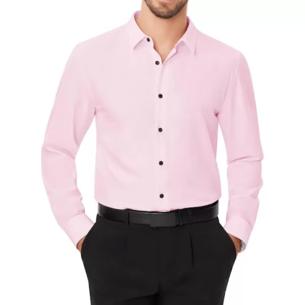 J.VER Men's Dress Shirts Solid Stretch Long Sleeve Formal Tuxedo Shirt Business Casual Button Down Shirts for Wedding Prom