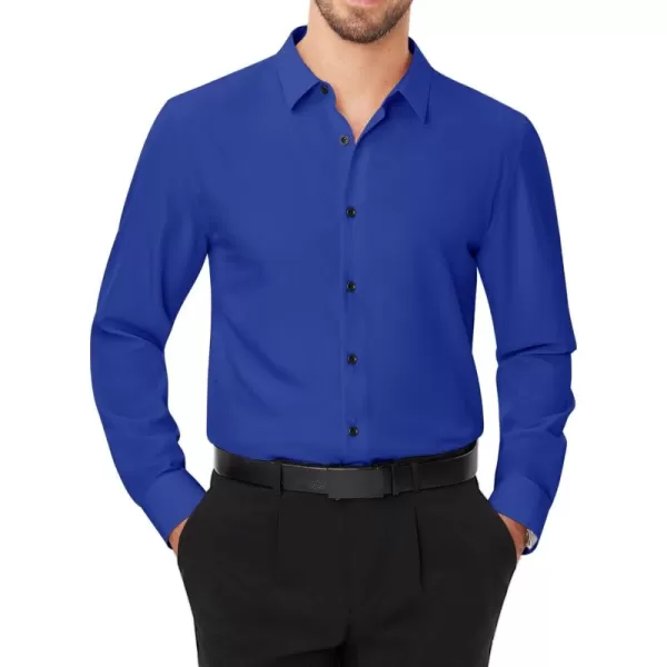 J.VER Men's Dress Shirts Solid Stretch Long Sleeve Formal Tuxedo Shirt Business Casual Button Down Shirts for Wedding Prom