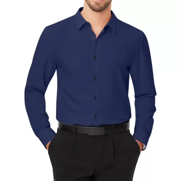 J.VER Men's Dress Shirts Solid Stretch Long Sleeve Formal Tuxedo Shirt Business Casual Button Down Shirts for Wedding Prom