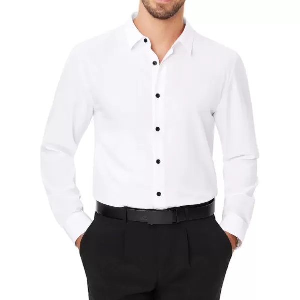 J.VER Men's Dress Shirts Solid Stretch Long Sleeve Formal Tuxedo Shirt Business Casual Button Down Shirts for Wedding Prom
