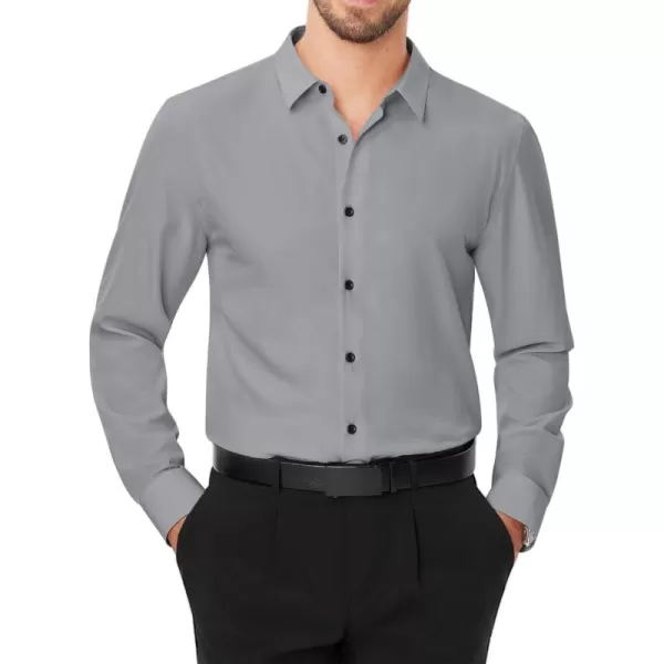J.VER Men's Dress Shirts Solid Stretch Long Sleeve Formal Tuxedo Shirt Business Casual Button Down Shirts for Wedding Prom