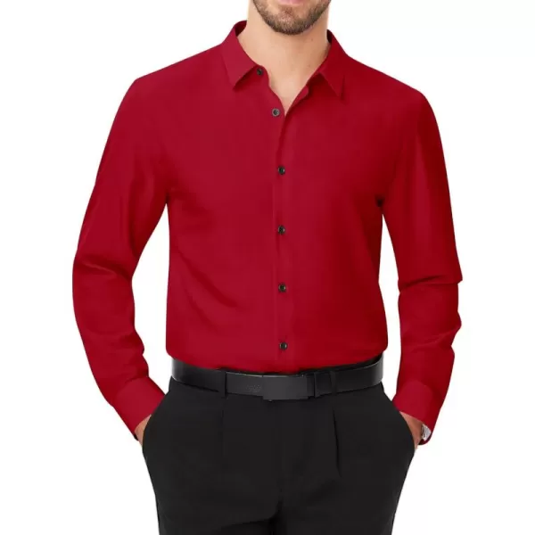 J.VER Men's Dress Shirts Solid Stretch Long Sleeve Formal Tuxedo Shirt Business Casual Button Down Shirts for Wedding Prom