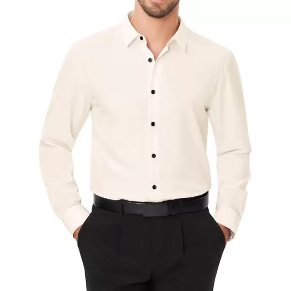 J.VER Men's Dress Shirts Solid Stretch Long Sleeve Formal Tuxedo Shirt Business Casual Button Down Shirts for Wedding Prom