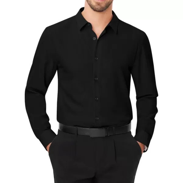J.VER Men's Dress Shirts Solid Stretch Long Sleeve Formal Tuxedo Shirt Business Casual Button Down Shirts for Wedding Prom