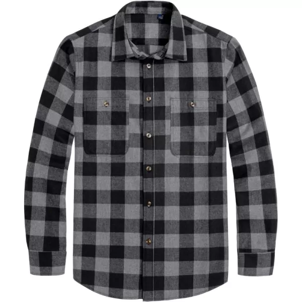 J.VER Men's Flannel Plaid Shirts Long Sleeve Regular Fit Casual Button Down Checkered Buffalo Plaid Shirt for Fall Winter