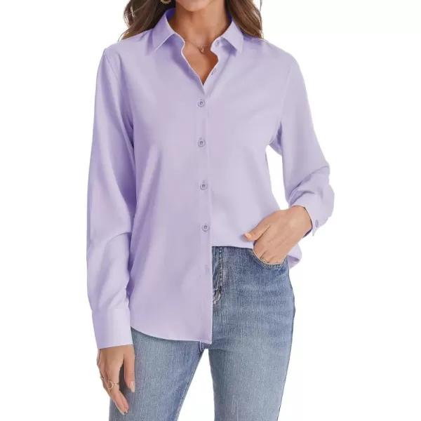 J.VER Womens Button Down Shirt Long Sleeve Solid Dress Shirts Chiffon Work Office Blouse Fashion Basic Business Formal Tops