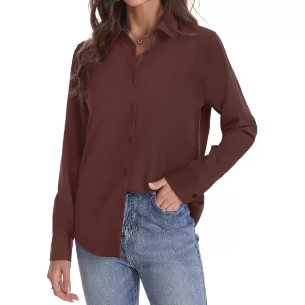 J.VER Womens Button Down Shirt Long Sleeve Solid Dress Shirts Chiffon Work Office Blouse Fashion Basic Business Formal Tops