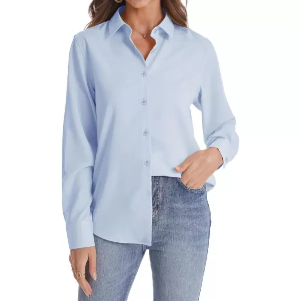 J.VER Womens Button Down Shirt Long Sleeve Solid Dress Shirts Chiffon Work Office Blouse Fashion Basic Business Formal Tops