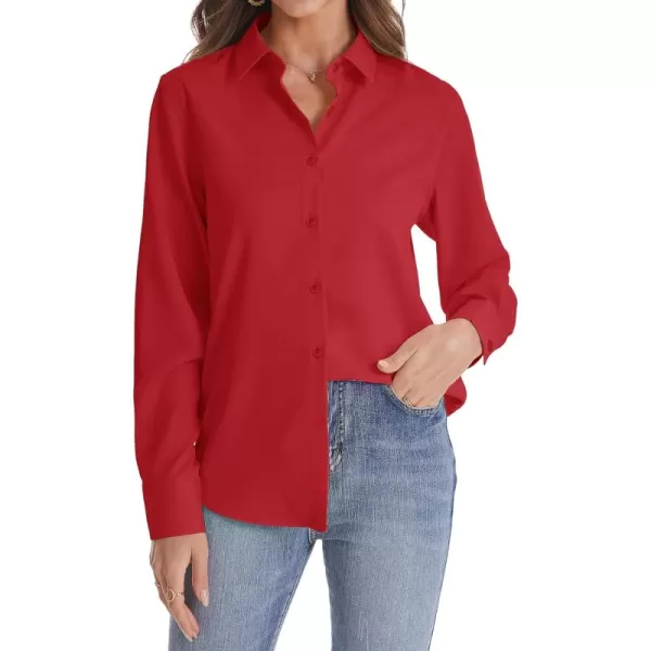 J.VER Womens Button Down Shirt Long Sleeve Solid Dress Shirts Chiffon Work Office Blouse Fashion Basic Business Formal Tops