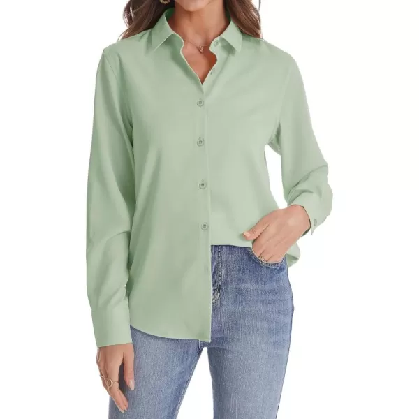 J.VER Womens Button Down Shirt Long Sleeve Solid Dress Shirts Chiffon Work Office Blouse Fashion Basic Business Formal Tops