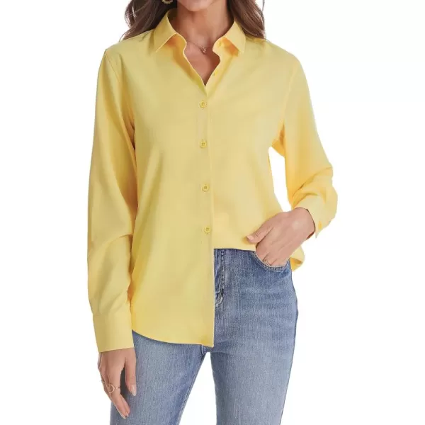 J.VER Womens Button Down Shirt Long Sleeve Solid Dress Shirts Chiffon Work Office Blouse Fashion Basic Business Formal Tops