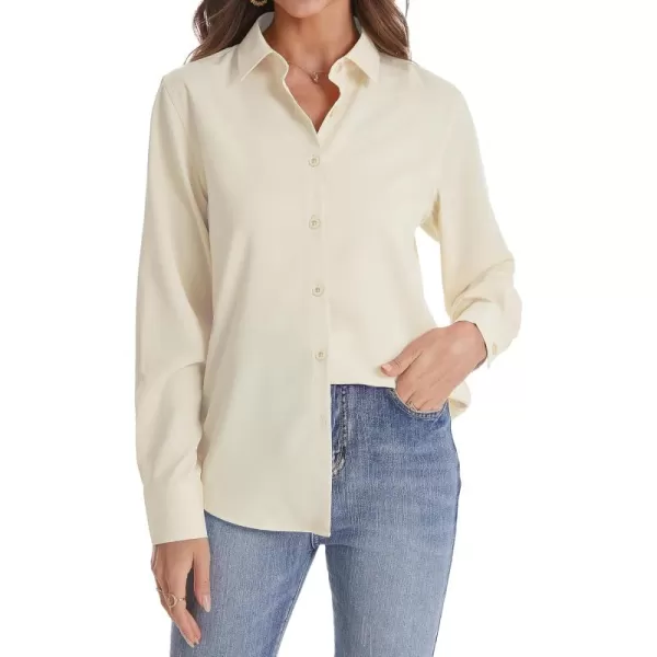 J.VER Womens Button Down Shirt Long Sleeve Solid Dress Shirts Chiffon Work Office Blouse Fashion Basic Business Formal Tops