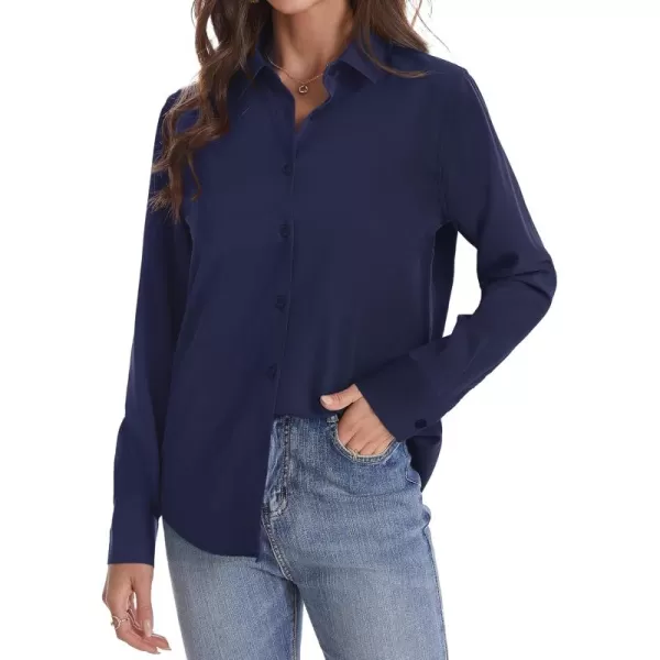 J.VER Womens Button Down Shirt Long Sleeve Solid Dress Shirts Chiffon Work Office Blouse Fashion Basic Business Formal Tops