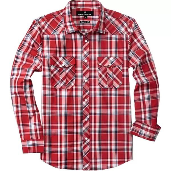 Men's Plaid Pearl Snap Button Shirts Casual Long Sleeve Gingham Shirt Western Cowboy Checked Shirts with Two Pockets for Work
