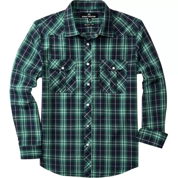 Men's Plaid Pearl Snap Button Shirts Casual Long Sleeve Gingham Shirt Western Cowboy Checked Shirts with Two Pockets for Work