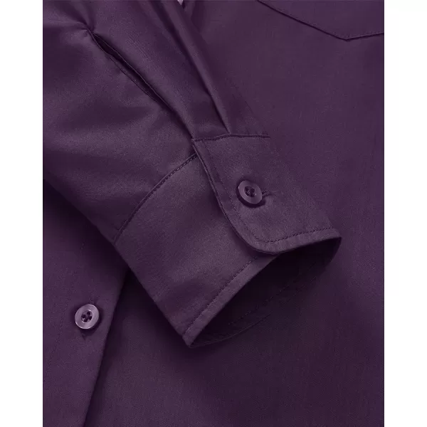 J.VER Womens Button Down Dress Shirts Wrinkle Free Long Sleeve Formal Shirt Solid Casual Work Blouse Collared Top with Pocket