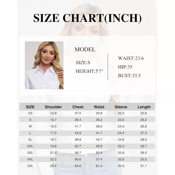 J.VER Womens Button Down Dress Shirts Wrinkle Free Long Sleeve Formal Shirt Solid Casual Work Blouse Collared Top with Pocket