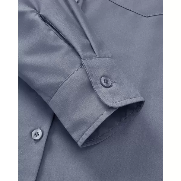 J.VER Womens Button Down Dress Shirts Wrinkle Free Long Sleeve Formal Shirt Solid Casual Work Blouse Collared Top with Pocket