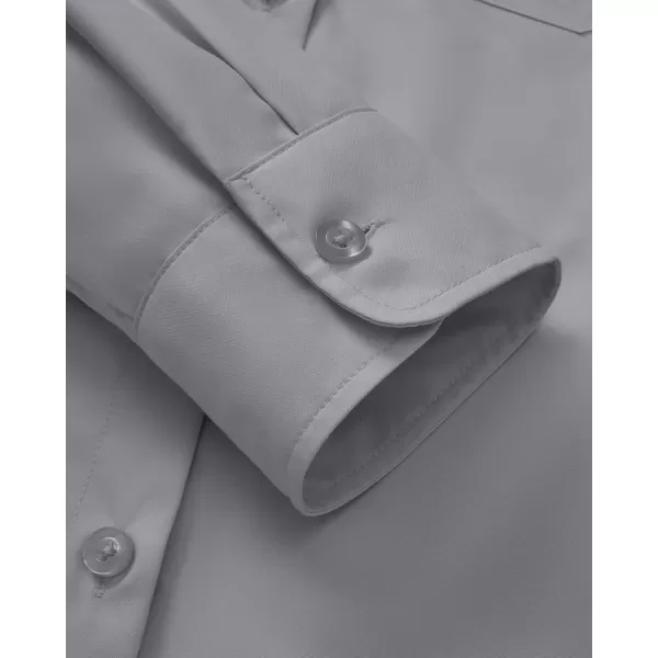 J.VER Womens Button Down Dress Shirts Wrinkle Free Long Sleeve Formal Shirt Solid Casual Work Blouse Collared Top with Pocket
