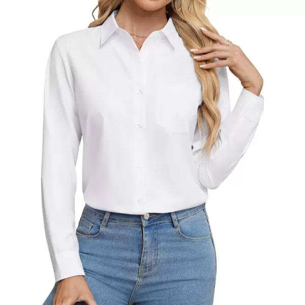 J.VER Womens Button Down Dress Shirts Wrinkle Free Long Sleeve Formal Shirt Solid Casual Work Blouse Collared Top with Pocket