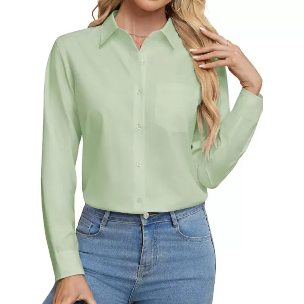 J.VER Womens Button Down Dress Shirts Wrinkle Free Long Sleeve Formal Shirt Solid Casual Work Blouse Collared Top with Pocket