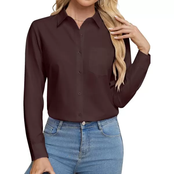 J.VER Womens Button Down Dress Shirts Wrinkle Free Long Sleeve Formal Shirt Solid Casual Work Blouse Collared Top with Pocket