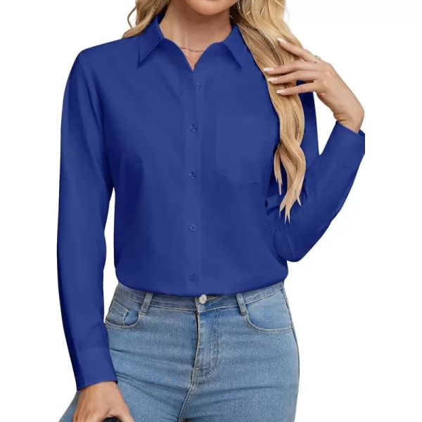 J.VER Womens Button Down Dress Shirts Wrinkle Free Long Sleeve Formal Shirt Solid Casual Work Blouse Collared Top with Pocket