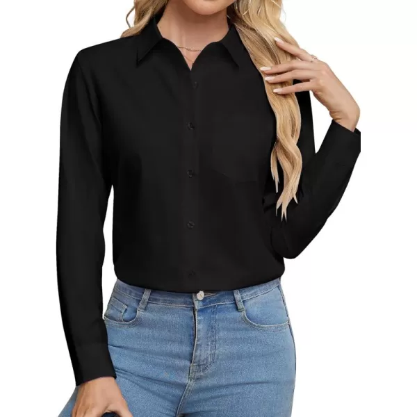 J.VER Womens Button Down Dress Shirts Wrinkle Free Long Sleeve Formal Shirt Solid Casual Work Blouse Collared Top with Pocket