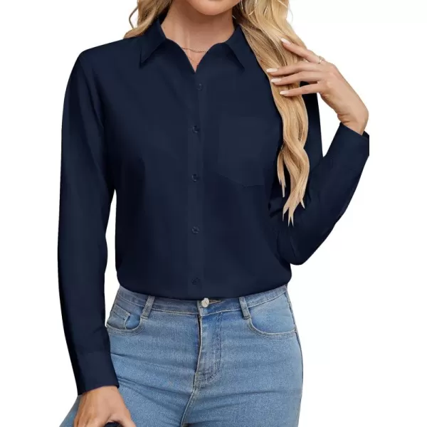 J.VER Womens Button Down Dress Shirts Wrinkle Free Long Sleeve Formal Shirt Solid Casual Work Blouse Collared Top with Pocket