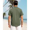imageJVER Mens Cotton Linen Short Sleeve Shirts Casual Button Down Shirt for Men Beach Summer Vacation Wedding TopsArmy Green