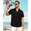 imageJVER Mens Cotton Linen Short Sleeve Shirts Casual Button Down Shirt for Men Beach Summer Vacation Wedding TopsBlack