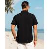 imageJVER Mens Cotton Linen Short Sleeve Shirts Casual Button Down Shirt for Men Beach Summer Vacation Wedding TopsBlack