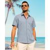imageJVER Mens Cotton Linen Short Sleeve Shirts Casual Button Down Shirt for Men Beach Summer Vacation Wedding TopsBlue