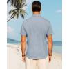 imageJVER Mens Cotton Linen Short Sleeve Shirts Casual Button Down Shirt for Men Beach Summer Vacation Wedding TopsBlue