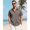 imageJVER Mens Cotton Linen Short Sleeve Shirts Casual Button Down Shirt for Men Beach Summer Vacation Wedding TopsBrown