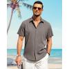 imageJVER Mens Cotton Linen Short Sleeve Shirts Casual Button Down Shirt for Men Beach Summer Vacation Wedding TopsBrown