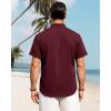 imageJVER Mens Cotton Linen Short Sleeve Shirts Casual Button Down Shirt for Men Beach Summer Vacation Wedding TopsBurgundy