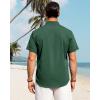 imageJVER Mens Cotton Linen Short Sleeve Shirts Casual Button Down Shirt for Men Beach Summer Vacation Wedding TopsDark Green