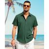 imageJVER Mens Cotton Linen Short Sleeve Shirts Casual Button Down Shirt for Men Beach Summer Vacation Wedding TopsDark Green